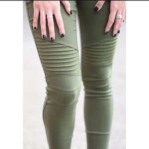 Moto Jeggings - Olive